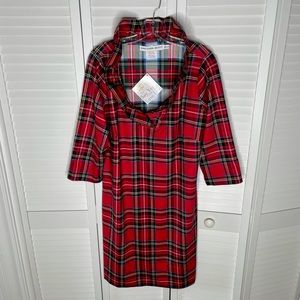 Gretchen Scott Red Plaid Ruffle Neck Dress, XL